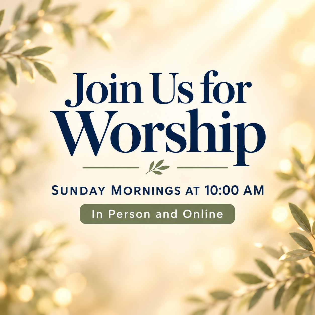 Ivory-gold botanical worship announcement
